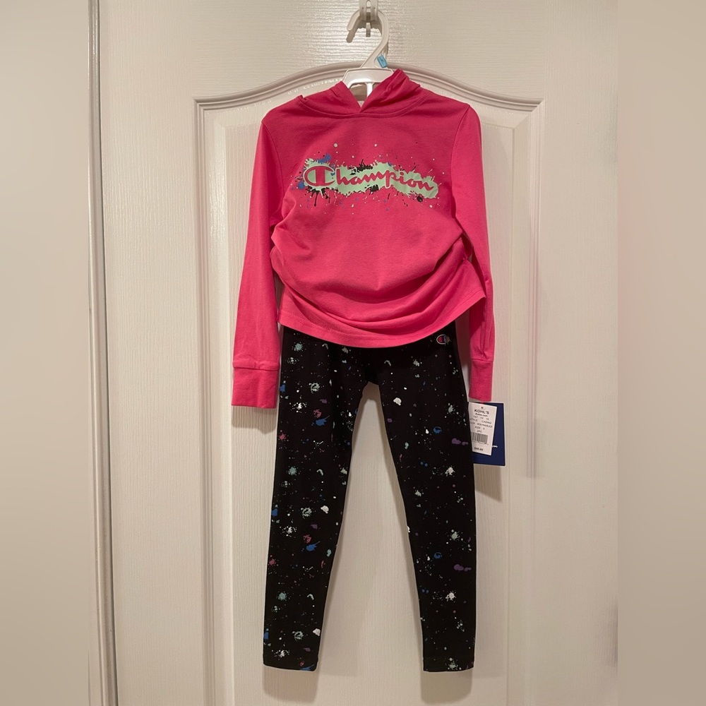 Champion Hoodie & Leggings 2pc Set Girls size 5